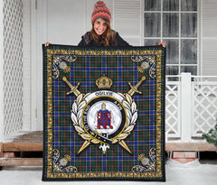 Ogilvie Hunting Modern Tartan Crest Premium Quilt - Celtic Thistle Style