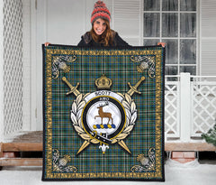 Scott Green Ancient Tartan Crest Premium Quilt - Celtic Thistle Style