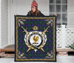 Sinclair Hunting Modern Tartan Crest Premium Quilt - Celtic Thistle Style