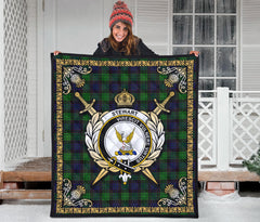 Stewart Old Modern Tartan Crest Premium Quilt - Celtic Thistle Style