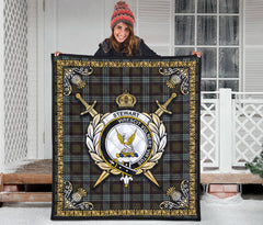 Stewart Old Weathered Tartan Crest Premium Quilt - Celtic Thistle Style