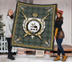 Craig Tartan Crest Premium Quilt - Celtic Thistle Style