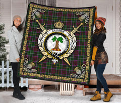 Crosbie (or Crosby) Tartan Crest Premium Quilt - Celtic Thistle Style