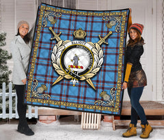 Elliott Ancient Tartan Crest Premium Quilt - Celtic Thistle Style