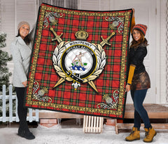 Monypenny Tartan Crest Premium Quilt - Celtic Thistle Style