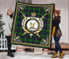 Stewart Old Modern Tartan Crest Premium Quilt - Celtic Thistle Style