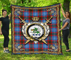 Crichton Tartan Crest Premium Quilt - Celtic Thistle Style