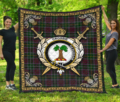 Crosbie (or Crosby) Tartan Crest Premium Quilt - Celtic Thistle Style