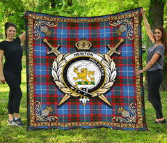 Newton Tartan Crest Premium Quilt - Celtic Thistle Style