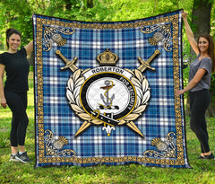 Roberton Tartan Crest Premium Quilt - Celtic Thistle Style