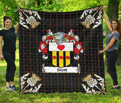 Stott Tartan Crest Premium Quilt - Gold Thistle Style