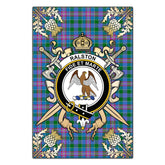 Ralston Tartan Crest Black Garden Flag - Gold Thistle Style