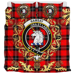 Ramsay Modern Tartan Crest Bedding Set - Golden Thistle Style