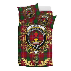 Rattray Tartan Crest Bedding Set - Golden Thistle Style