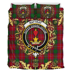 Rattray Tartan Crest Bedding Set - Golden Thistle Style