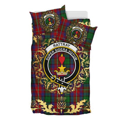 Rattray of Lude Tartan Crest Bedding Set - Golden Thistle Style