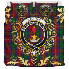 Rattray of Lude Tartan Crest Bedding Set - Golden Thistle Style