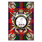 Riddell Tartan Crest Black Garden Flag - Gold Thistle Style