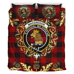 Rob Roy Macgregor Tartan Crest Bedding Set - Golden Thistle Style
