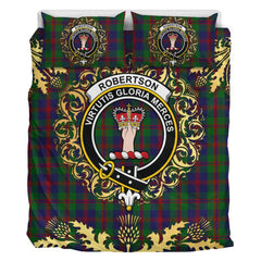 Robertson 01 Tartan Crest Bedding Set - Golden Thistle Style