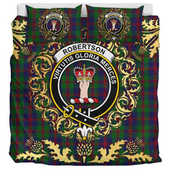 Robertson 01 Tartan Crest Bedding Set - Golden Thistle Style