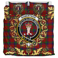 Robertson 02 Tartan Crest Bedding Set - Golden Thistle Style