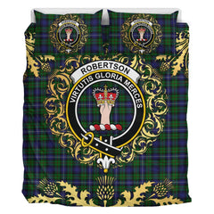 Robertson Hunting 01 Tartan Crest Bedding Set - Golden Thistle Style