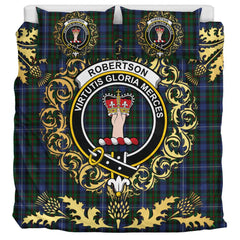 Robertson Hunting 02 Tartan Crest Bedding Set - Golden Thistle Style
