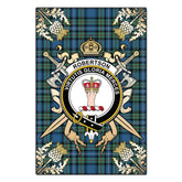 Robertson Hunting Ancient Tartan Crest Black Garden Flag - Gold Thistle Style