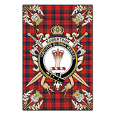Robertson Modern Tartan Crest Black Garden Flag - Gold Thistle Style
