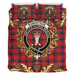 Robertson Modern Tartan Crest Bedding Set - Golden Thistle Style