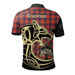 Robertson Modern Tartan Polo Shirt Viking Wolf