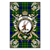 Rollo Modern Tartan Crest Black Garden Flag - Gold Thistle Style