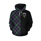 Rose Hunting Modern Tartan Hoodie Half of Me - Cross Style