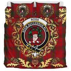 Ross 02 Tartan Crest Bedding Set - Golden Thistle Style