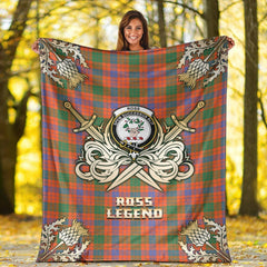 Ross Ancient Tartan Gold Courage Symbol Blanket