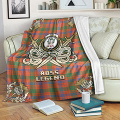 Ross Ancient Tartan Gold Courage Symbol Blanket
