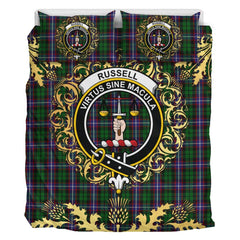 Russell Tartan Crest Bedding Set - Golden Thistle Style