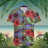 Rutherford Tartan Hawaiian Shirt Hibiscus, Coconut, Parrot, Pineapple - Tropical Garden Shirt