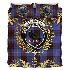 Rutherford Tartan Crest Bedding Set - Golden Thistle Style