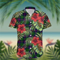 Schaw (of Sauchie) Tartan Hawaiian Shirt Hibiscus, Coconut, Parrot, Pineapple - Tropical Garden Shirt