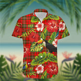 Scott Tartan Hawaiian Shirt Hibiscus, Coconut, Parrot, Pineapple - Tropical Garden Shirt