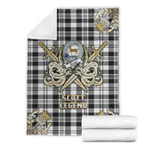 Scott Black White Modern Tartan Gold Courage Symbol Blanket
