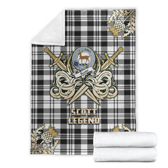 Scott Black White Modern Tartan Gold Courage Symbol Blanket