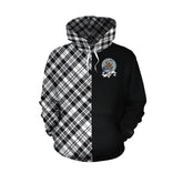 Scott Black White Modern Tartan Hoodie Half of Me - Cross Style