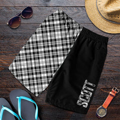 Scott Black White Modern Tartan Crest Men's Short - Cross Style