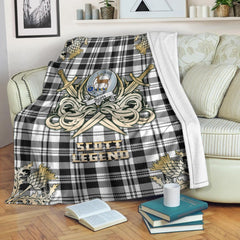 Scott Black White Modern Tartan Gold Courage Symbol Blanket
