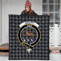 Scott Black and White Tartan Crest Quilt