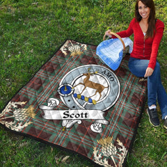 Scott Brown Ancient Tartan Crest Premium Quilt - Gold Thistle Style