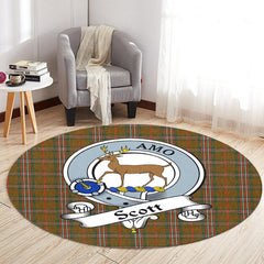 Scott Brown Modern Tartan Crest Round Rug